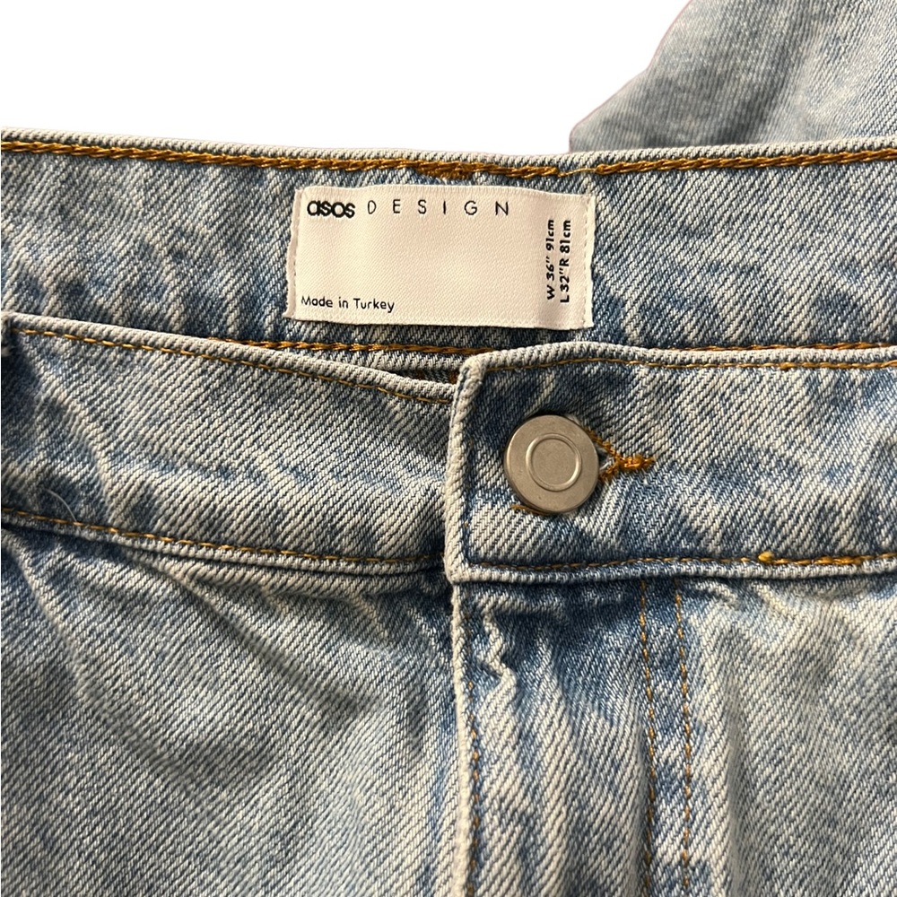 Asos Straight Leg Light Wash Jeans Men’s Size 36X32 - Picture 6 of 6